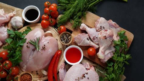 Different Types of Fresh Chicken Meat. Stock Photo - Image of ...