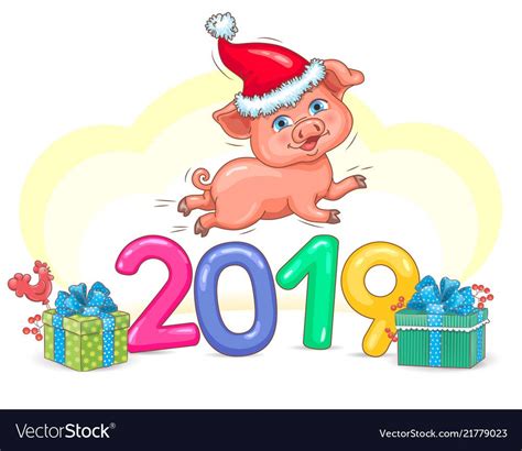 Pig year 2019 vector image on VectorStock | Year of the pig, Vector ...