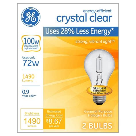 GE Energy Efficient A19 Crystal Clear Light Bulb, 100W Equivalent, 2 Pack | Clear light bulbs ...