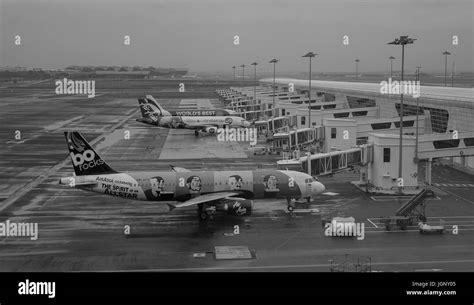 Kuala Lumpur, Malaysia - Dec 16, 2015. AirAsia airplanes docking at KLIA2 Airport in Kuala ...