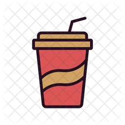 Coffee Glass Icon - Download in Colored Outline Style