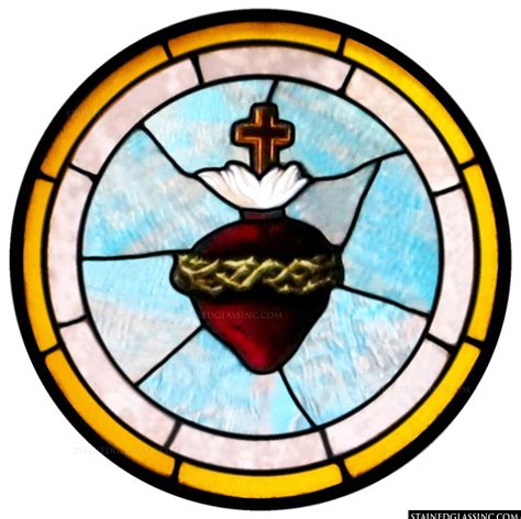 "Symbolism of the Sacred Heart" Religious Stained Glass Window