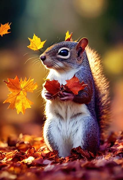 A squirrel in the autumn forest a squirrel in nature in an autumn park cute squirrel - Stock ...