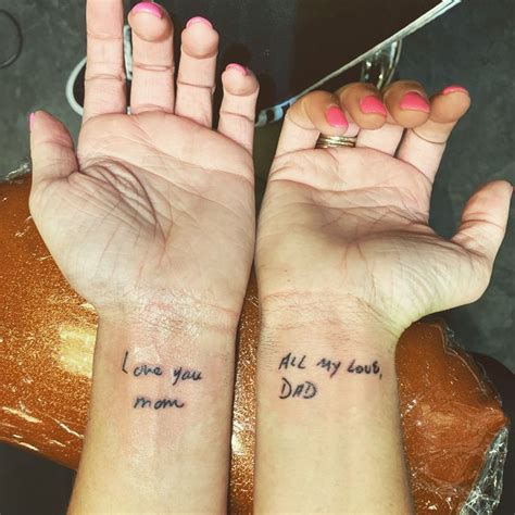 Tiny wrist tattoo | Tattoos for daughters, Mum and dad tattoos, Mom dad tattoos