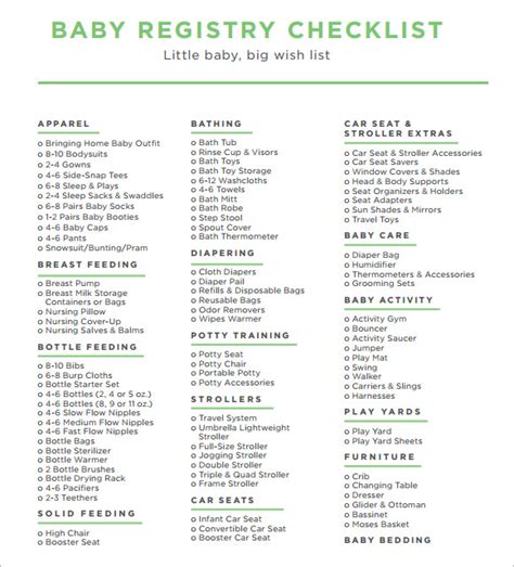 Baby Registry Checklist - 8+ Examples, Format, Pdf