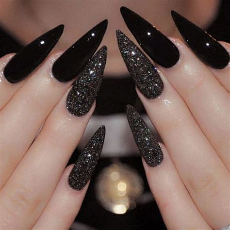 Black Glitter Stiletto Nails Pictures, Photos, and Images for Facebook, Tumblr, Pinterest, and ...