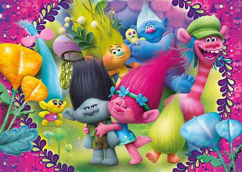 Trolls 2016, fantasy, trolls, movie, animation, yellow, pink, blue, HD wallpaper | Peakpx