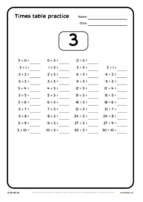 Times Tables Practice Or Practise - Free Printable