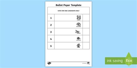 Ballot Paper Template - Teaching Resource (teacher made)