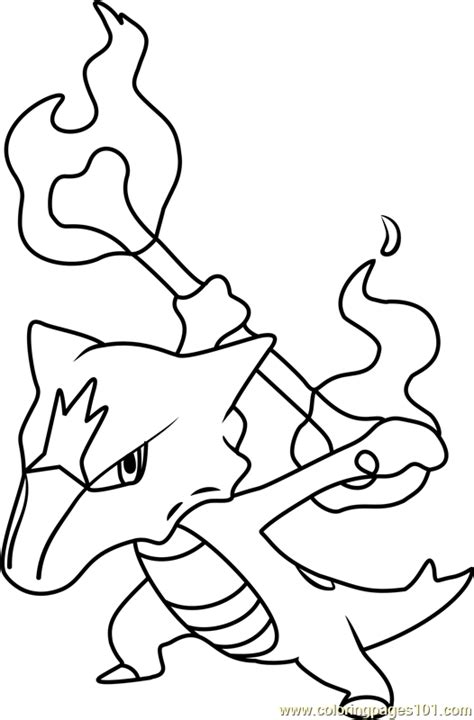 Alola Marowak Pokemon Sun and Moon Coloring Page for Kids - Free ...