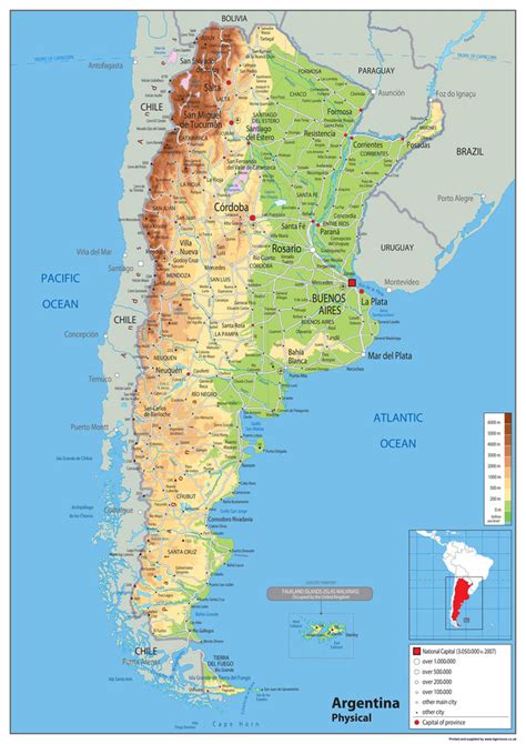 Argentina Physical Map | I Love Maps