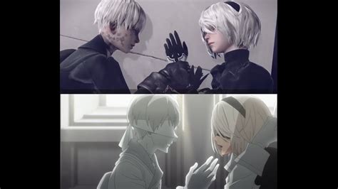 Comparison: 9S and 2B face each other's copies /Nier: Automata - YouTube