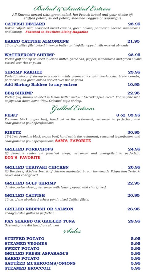 Our Menu – Waterfront Grill