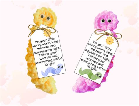 Worry Worm Tags & Worry Worm Cards for Crochet Worms, Loom Worms, the ...