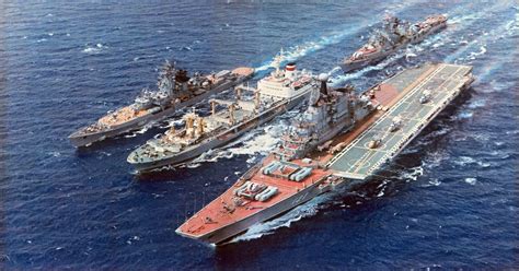 Soviet aircraft carrier Kiev with escorts [2000 × 1285] : WarshipPorn