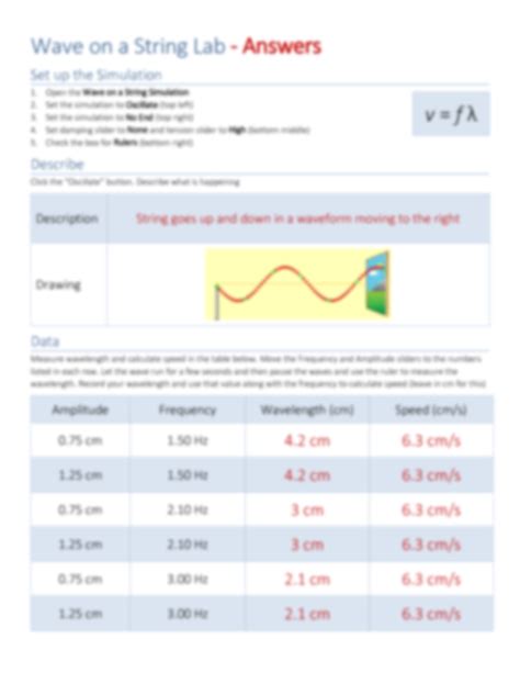 Wave On A String Phet Lab Worksheet Answer Key » Semanario Worksheet for Student