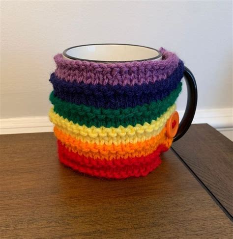 Knit Rainbow Mug Cozy Coffee Cup Sweater LGBTQ - Etsy | Mug cozy, Coffee cozy, Mugs