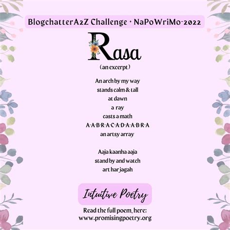 RASA- A LIPOGRAM POEM - Promising Poetry