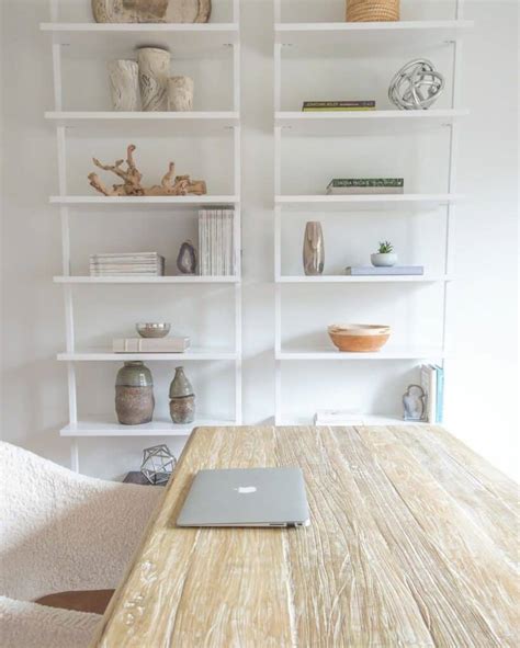 Home Office With White Open Shelves - Soul & Lane