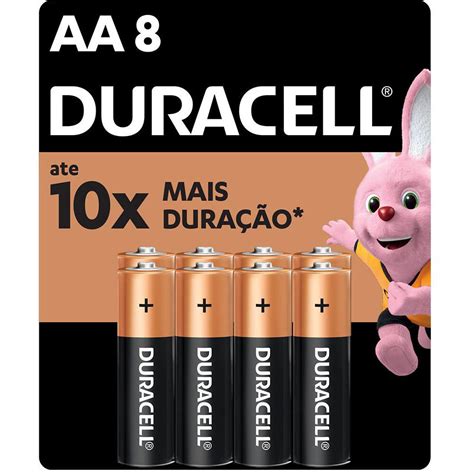 Pilha Alcalina Duracell Pequena AA - BT 8 UN - Elétrica & Manutenção - Kalunga