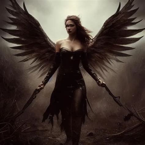 {A frightening fallen angel}, {dark fantasy}, {style...