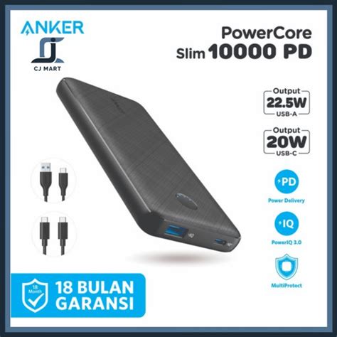 Promo Anker Power Bank PowerCore Slim 10K PD - A1245 Powerbank 10.000mAh - Kota Bandung - CJmart ...