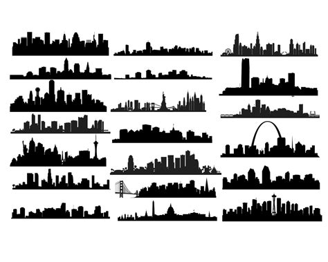 US City Skyline svg Skyline svg City Scape US Cities New | Etsy