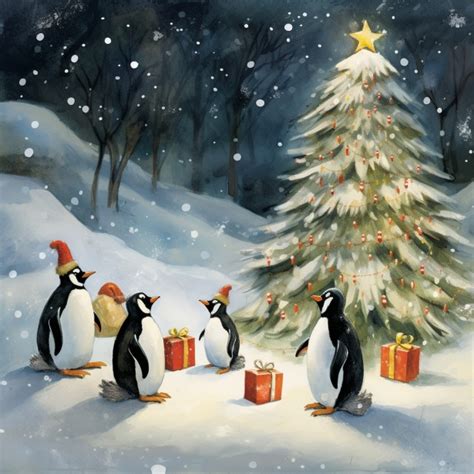 Christmas Penguin In Snow Art Free Stock Photo - Public Domain Pictures