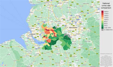 Warrington violent crime statistics in maps and graphs. December 2024