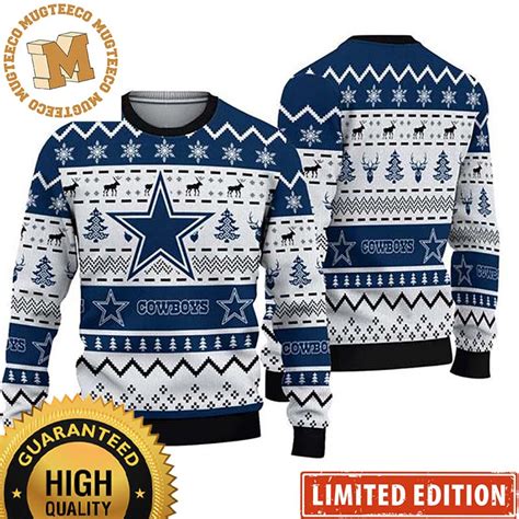 Dallas Cowboys Football Team Ugly Christmas Sweater Reindeer - Cowboys ...