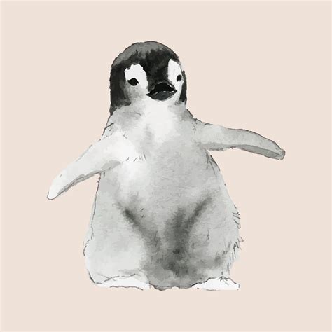 Hand-drawn young emperor penguin watercolor style vector - Download ...