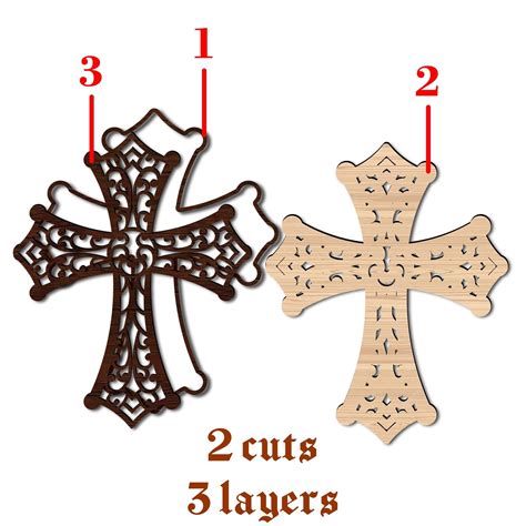 3 layers cross laser cutting file svg pdf dxf dwg and cdr file format ...