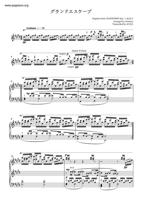 RADWIMPS-Weathering With You - Grand Escape Sheet Music pdf, -天気の子 ...