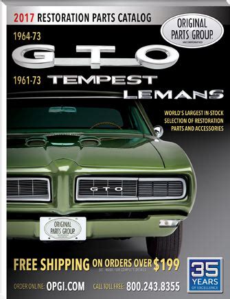 Free 1961-1973 GTO, LeMans, and Tempest Parts Catalog @ OPGI.com