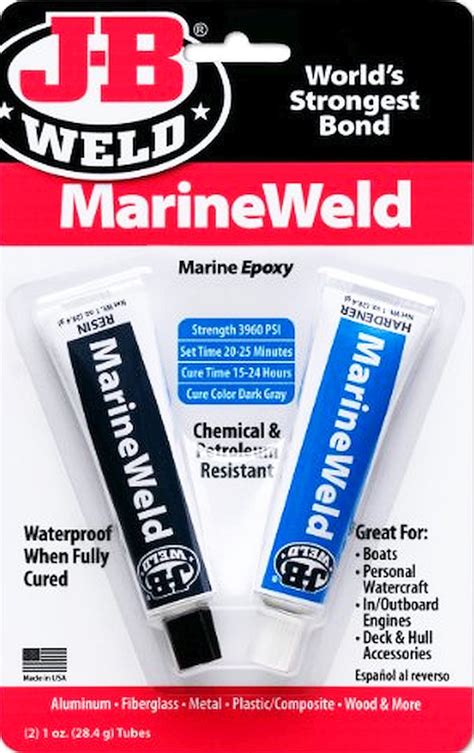 J-B Weld Marineweld MARINE EPOXY 2 Part Glue Metal Fiberglass Wood ...