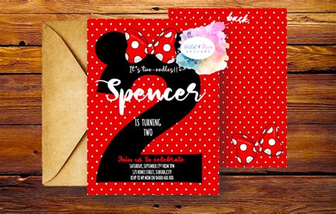 Minnie Mouse Birthday Invitation, Mickey Mouse Invitation, Minnie Mouse ...