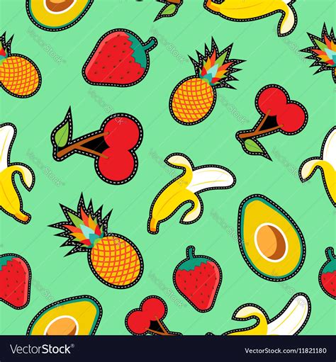 Fruit seamless background with cartoon designs Vector Image