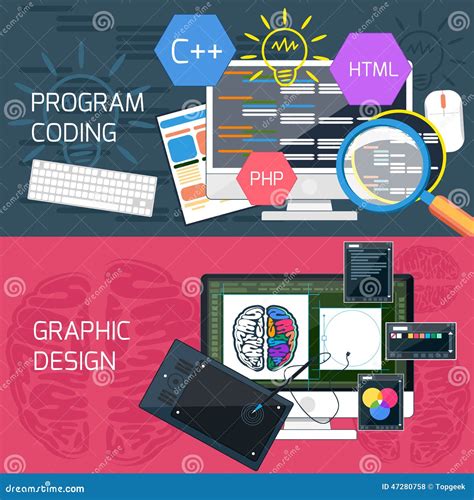 Program Coding and Graphic Design Stock Vector - Illustration of link, instrument: 47280758