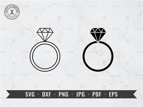 Wedding Ring Svg, Diamond Ring Outline, Engagement Ring, Svg, Dxf, Png, Eps, Cricut, Silhouette ...