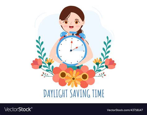 Daylight savings time hand drawn flat cartoon Vector Image