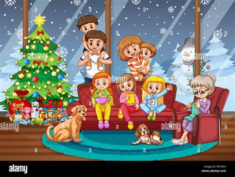 Family Together On Christmas Clipart