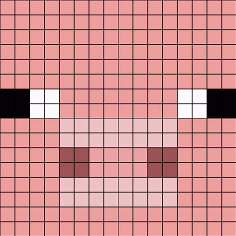 Minecraft Pig Face 16x16 Perler Bead Pattern | Bead Sprites ...