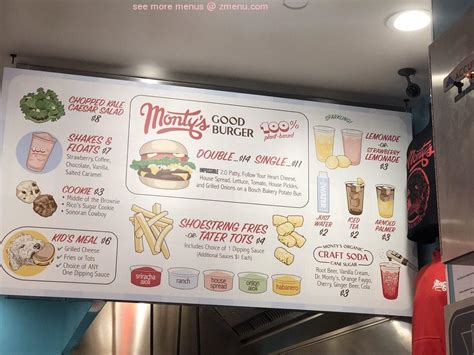 Menu at Monty's Good Burger restaurant, Riverside