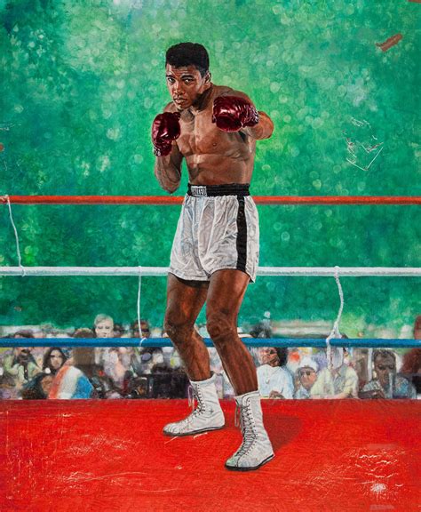 Muhammad Ali original artwork 24x29" published on cover of "The Ring" Magazine (1991) by Kevin ...