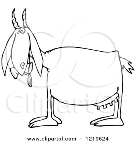 Cartoon of an Outlined Goat Eating and Pooping Cans - Royalty Free Vector Clipart by djart #1210624