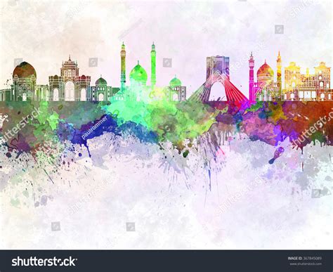 Tehran Skyline Watercolor Background Stock Illustration 367845089 ...