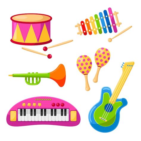 Free Vector | Cute musical instruments for children vector illustrations set