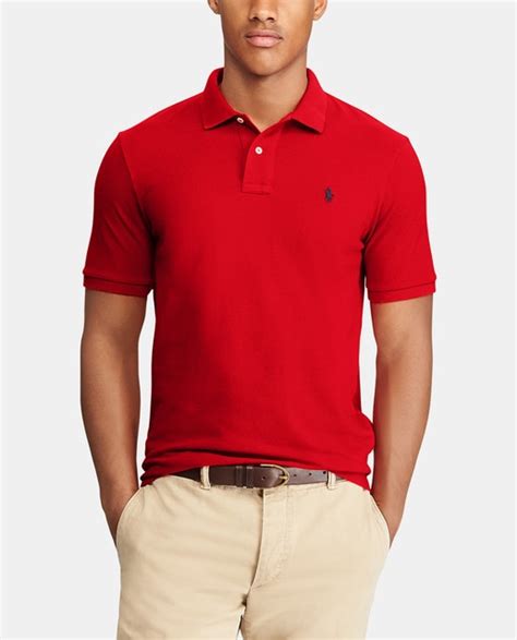 Polo Ralph Lauren men's red short sleeved regular-fit piqué polo shirt ...