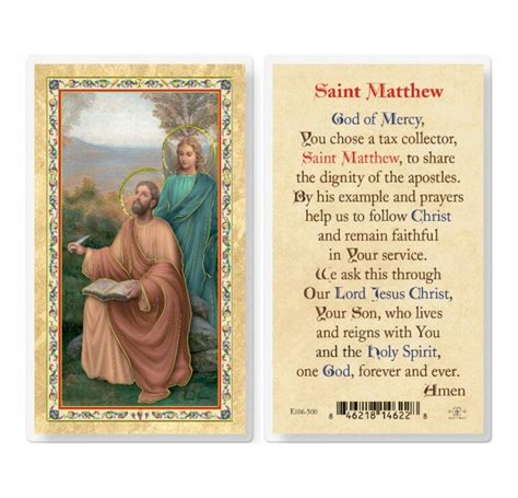 St. Matthew w/ Prayer Gold-Stamped Laminated Holy Card - 25 Pack - Buy ...