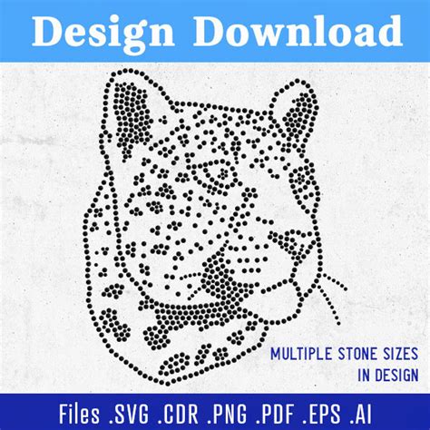 Leopard Head Rhinestone Design Instant Download